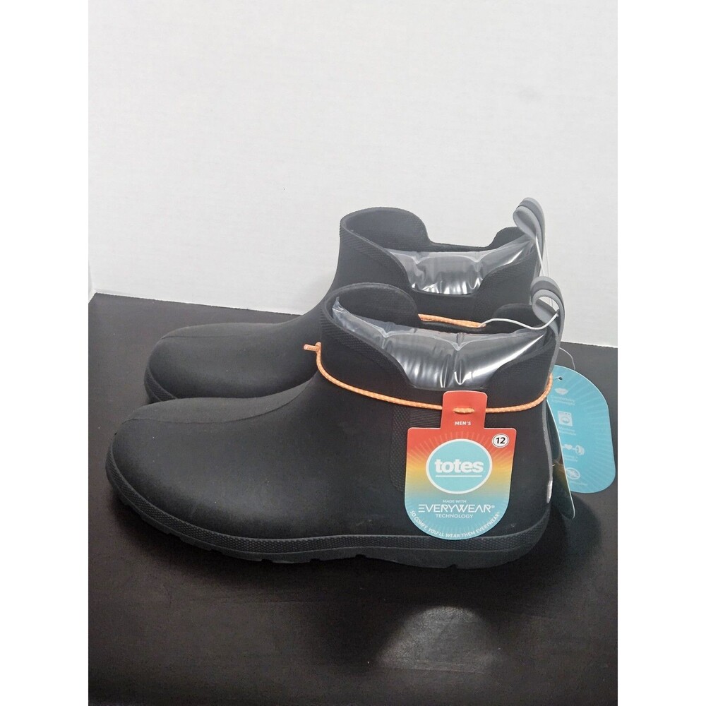 Sz 12 - Totes Men's Everywear Chelsea Rainboots - Black